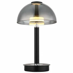 Suspension Verre Fumé-Luminaires Globo Lighting Uldin Lampe à poser LED Chrome, Noir, 1 lumière