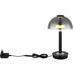 Suspension Verre Fumé-Luminaires Globo Lighting Uldin Lampe à poser LED Chrome, Noir, 1 lumière