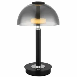 Suspension Verre Fumé-Luminaires Globo Lighting Uldin Lampe à poser LED Chrome, Noir, 1 lumière