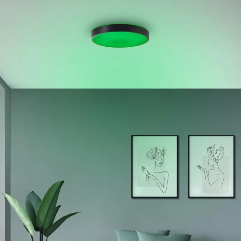 Luminaires Brilliant Vadin Plafonnier LED Noir, 1 lumière, Télécommandes