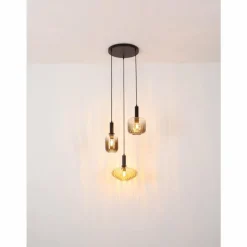 Luminaires Globo Lighting Valletta Suspension Noir, 3 lumières