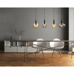 Luminaires Globo Lighting Valletta Suspension Noir, 4 lumières