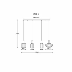 Luminaires Globo Lighting Valletta Suspension Noir, 4 lumières