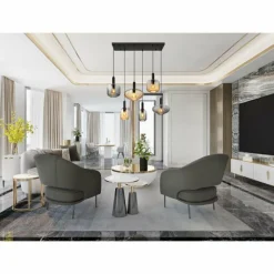 Luminaires Globo Lighting Valletta Suspension Noir, 6 lumières