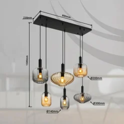 Luminaires Globo Lighting Valletta Suspension Noir, 6 lumières