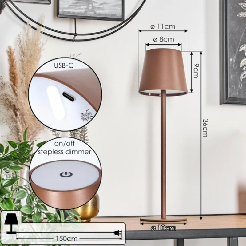 hofstein Vannie Lampe de table d'extérieur, Lampe à poser LED Brun, 1 lumière