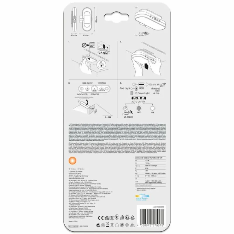 Luminaires Ledvance veilleuse LEDVANCE LINEAR Blanc, 1 lumière, Détecteur de mouvement* Éclairage Led