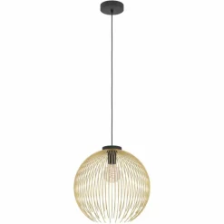 Lampes Dorées-Luminaires Eglo VENEZUELA Suspension Or, Noir, 1 lumière