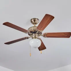 hofstein Ventilateur de plafond Apiao Brun, Brun clair, Couleur bois, Argenté, 1 lumière