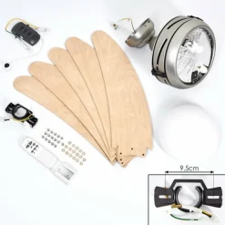 hofstein Ventilateur de plafond Morino Écru, Nickel mat, 2 lumières, Télécommandes