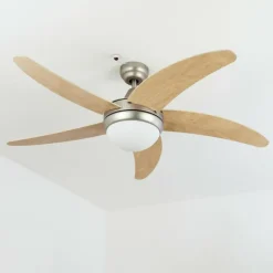 hofstein Ventilateur de plafond Morino Écru, Nickel mat, 2 lumières, Télécommandes