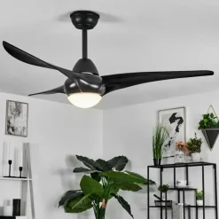 hofstein Ventilateur de plafond Malloa LED Noir, 1 lumière, Télécommandes