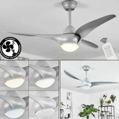 hofstein Ventilateur de plafond Malloa LED Titane, 1 lumière, Télécommandes