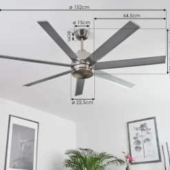 hofstein Ventilateur de plafond Aargaard Acier inoxydable, Télécommandes