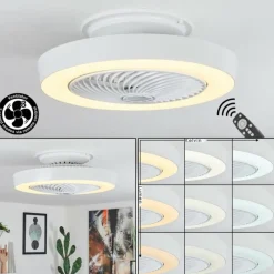 hofstein Ventilateur de plafond Azenha LED Blanc, 1 lumière, Télécommandes