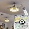 hofstein Ventilateur de plafond Bendigo LED Nickel mat, Transparent, 1 lumière