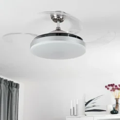 hofstein Ventilateur de plafond Bendigo LED Chrome, 1 lumière