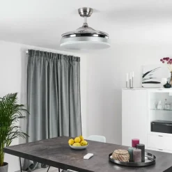 hofstein Ventilateur de plafond Bendigo LED Chrome, 1 lumière