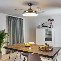 hofstein Ventilateur de plafond Bendigo LED Chrome, 1 lumière