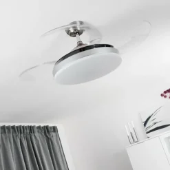 hofstein Ventilateur de plafond Bendigo LED Chrome, 1 lumière