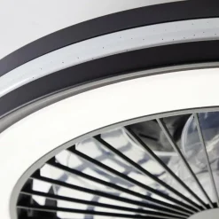 Luminaires Brilliant Ventilateur de plafond Brilliant Palmero Noir, 1 lumière, Télécommandes, Changeur de couleurs