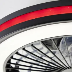 Luminaires Brilliant Ventilateur de plafond Brilliant Palmero Noir, 1 lumière, Télécommandes, Changeur de couleurs