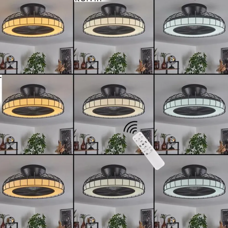 hofstein Ventilateur de plafond Burmeister LED Noir, 1 lumière, Télécommandes