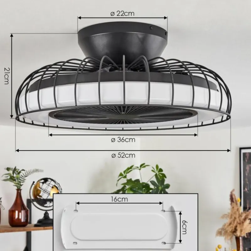 hofstein Ventilateur de plafond Burmeister LED Noir, 1 lumière, Télécommandes