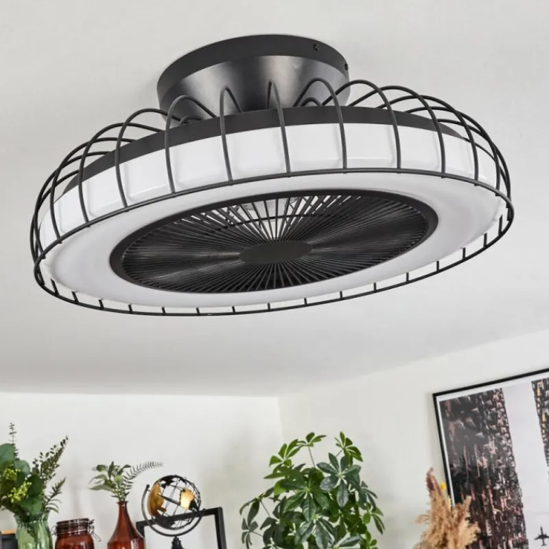 hofstein Ventilateur de plafond Burmeister LED Noir, 1 lumière, Télécommandes