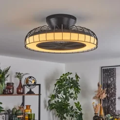 hofstein Ventilateur de plafond Burmeister LED Noir, 1 lumière, Télécommandes