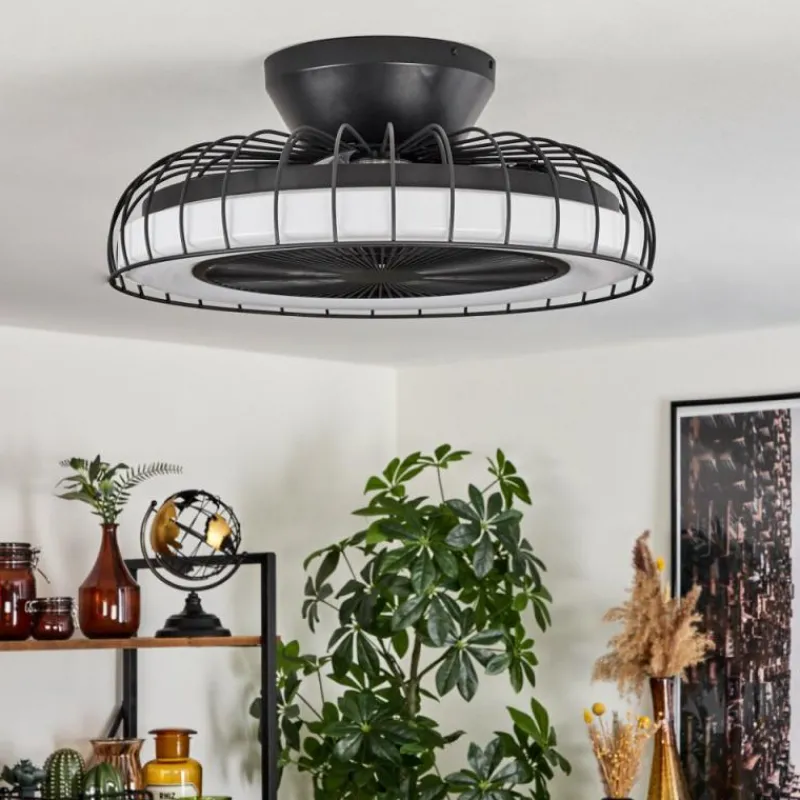 hofstein Ventilateur de plafond Burmeister LED Noir, 1 lumière, Télécommandes
