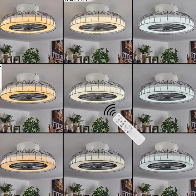 hofstein Ventilateur de plafond Burmeister LED Blanc, 1 lumière, Télécommandes