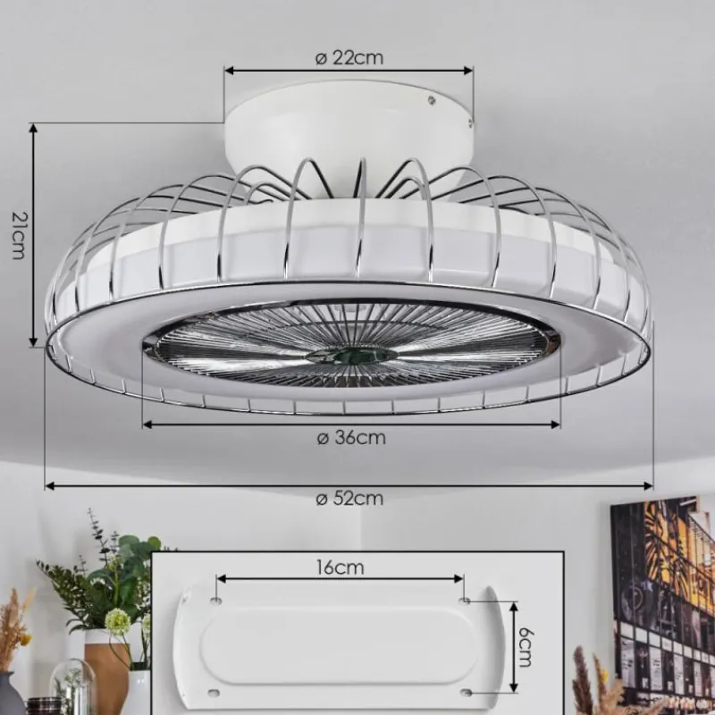 hofstein Ventilateur de plafond Burmeister LED Blanc, 1 lumière, Télécommandes