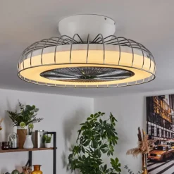 hofstein Ventilateur de plafond Burmeister LED Blanc, 1 lumière, Télécommandes