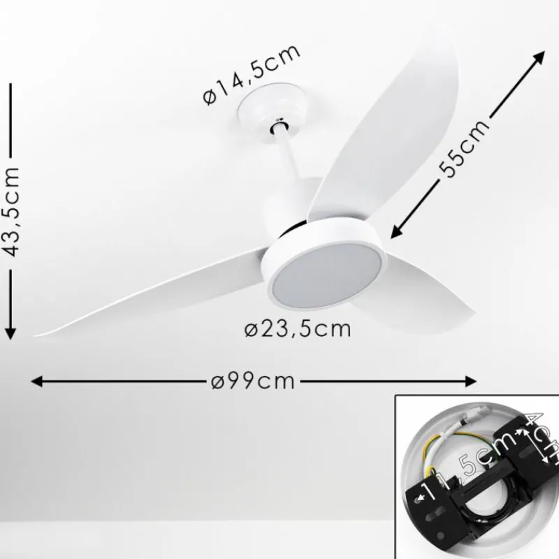 hofstein Ventilateur de plafond Doha LED Blanc, 1 lumière, Télécommandes