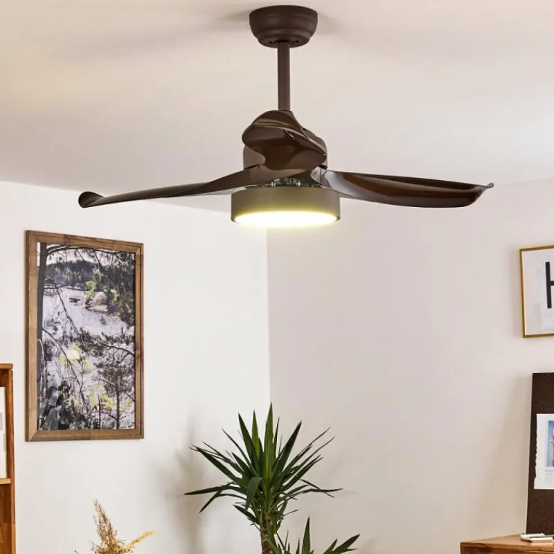 hofstein Ventilateur de plafond Doha LED Brun, 1 lumière, Télécommandes