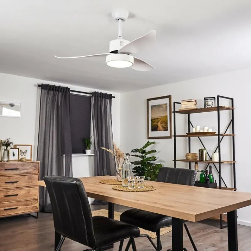 hofstein Ventilateur de plafond Doha LED Blanc, 1 lumière, Télécommandes