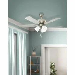 Luminaires Eglo Ventilateur de plafond Eglo LAS PALMAS Nickel mat, 3 lumières