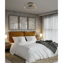 Luminaires Eglo Ventilateur de plafond Eglo FRANA LED Noir, 1 lumière, Télécommandes