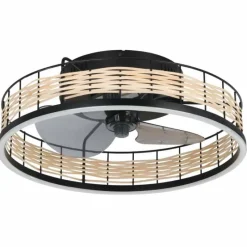 Luminaires Eglo Ventilateur de plafond Eglo FRANA LED Noir, 1 lumière, Télécommandes