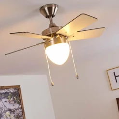 hofstein Ventilateur de plafond Ellmau Chrome, Gris, Blanc, 1 lumière