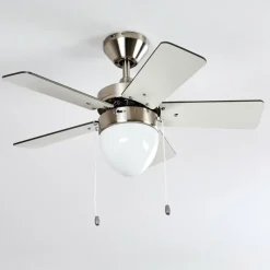 hofstein Ventilateur de plafond Ellmau Chrome, Gris, Blanc, 1 lumière