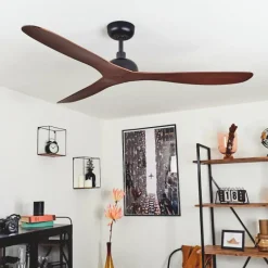 hofstein Ventilateur de plafond Follseland Brun, Couleur bois, Noir