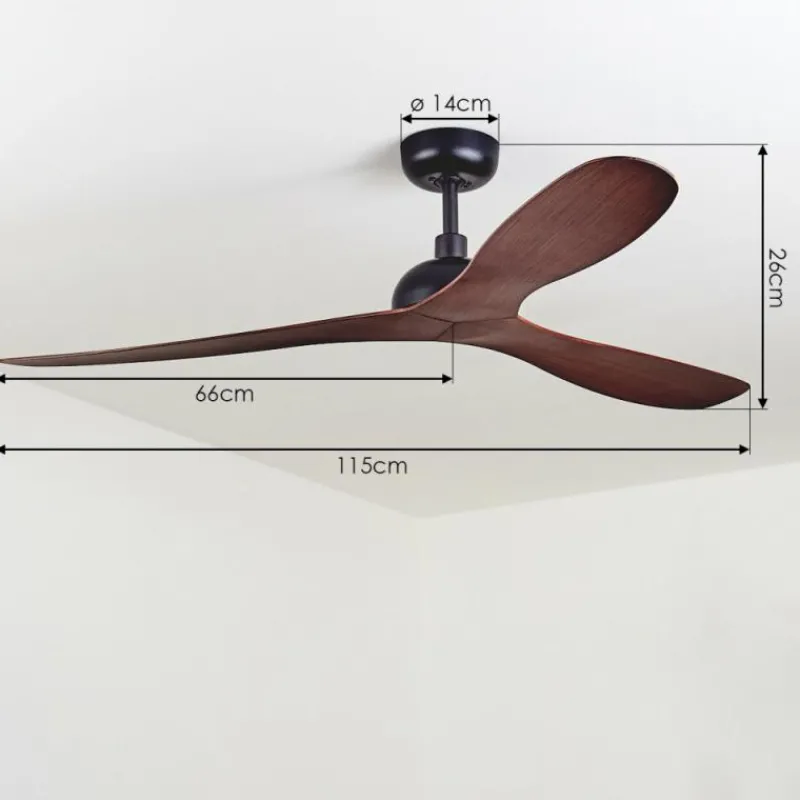 hofstein Ventilateur de plafond Follseland Brun, Couleur bois, Noir