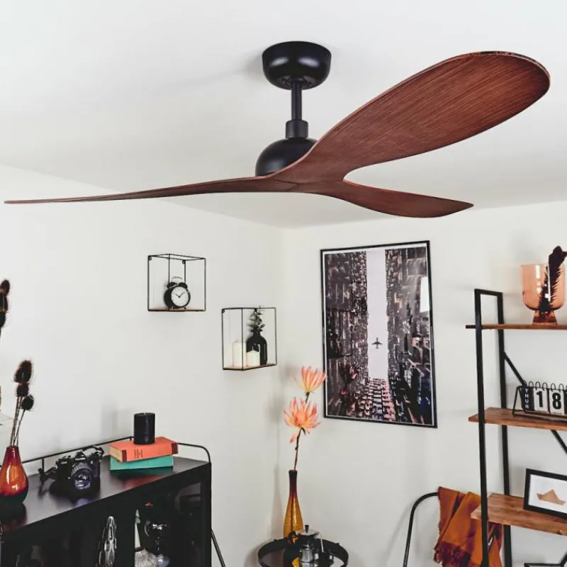 hofstein Ventilateur de plafond Follseland Brun, Couleur bois, Noir