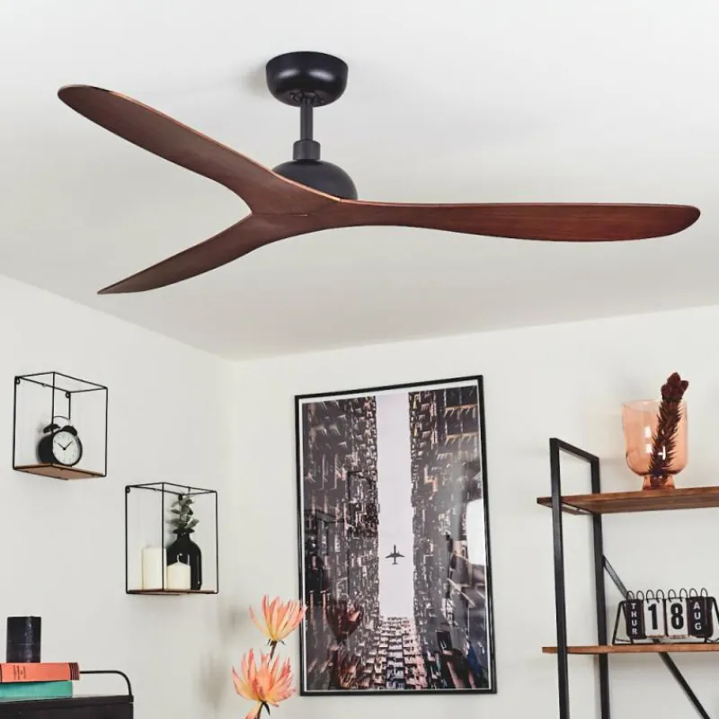 hofstein Ventilateur de plafond Follseland Brun, Couleur bois, Noir