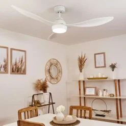 hofstein Ventilateur de plafond Follseland LED Blanc, 1 lumière, Télécommandes