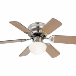 Luminaires Globo Lighting Ventilateur de plafond Globo Ugo Bois clair, Nickel mat, 1 lumière