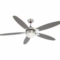 Luminaires Globo Lighting Ventilateur de plafond Globo Azura Chrome, Bois clair, Nickel mat, 1 lumière