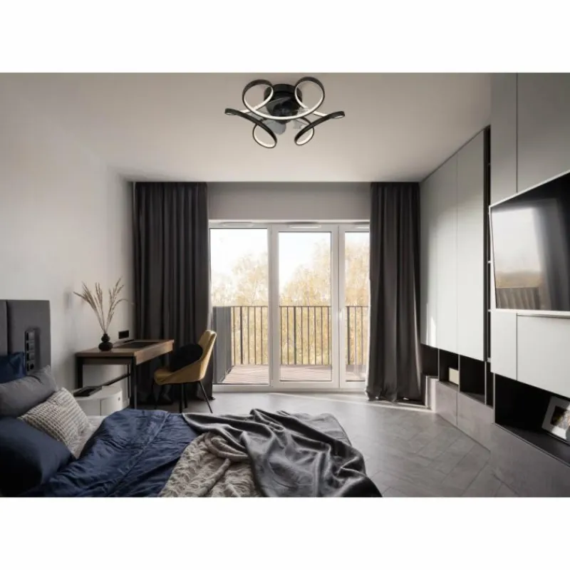 Luminaires Globo Lighting Ventilateur de plafond Globo LORIS LED Noir, 1 lumière, Télécommandes